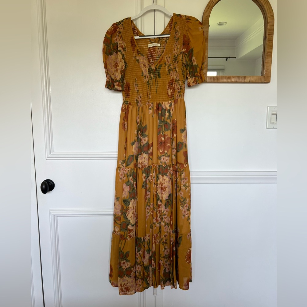 Christy Dawn Mustard Floral Maxi Dress